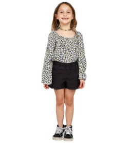 Volcom Girls' Strutin Stone Shorts (Big Kid) -Swimming Equipment Shop 8651827085480 black 4a