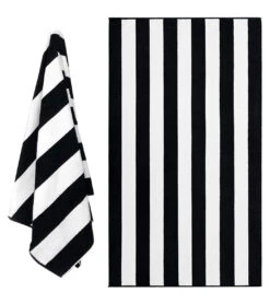 Dohler Marine Stripes Loop Terry Pool Towel 40" X 72" -Swimming Equipment Shop 8652015173800 marinestripesblack 5a