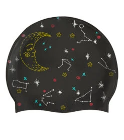 Sporti Celestial Silicone Swim Cap -Swimming Equipment Shop 8652137955496 black 2a