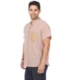 Yak & Yeti Men's Button Up Kurta Shirt 24 Yak & Yeti Men's Button Up Kurta Shirt -Swimming Equipment Shop 8652288786600 beige 2a