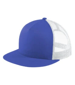 SwimOutlet Flat Bill Trucker Hat 31 SwimOutlet Flat Bill Trucker Hat -Swimming Equipment Shop 8652359663784 trueroyalwhite