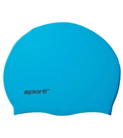 Sporti Kids' Solid Neon Silicone Swim Cap -Swimming Equipment Shop 8652747112616 neonblue
