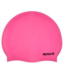 Sporti Kids' Solid Neon Silicone Swim Cap -Swimming Equipment Shop 8652747112616 neonpink 1a