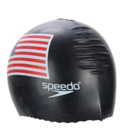 Speedo USA Flag Latex Swim Cap -Swimming Equipment Shop 8653113589928 black 3a