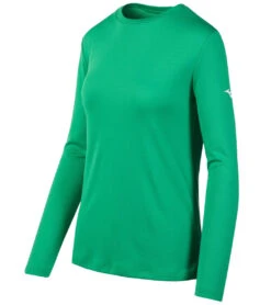 Mizuno Youth Long Sleeve Tee (Big Kid) -Swimming Equipment Shop 8653140361384 kellygreen 1a