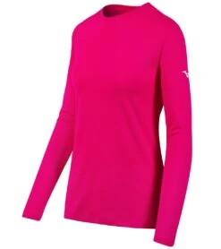 Mizuno Youth Long Sleeve Tee (Big Kid) -Swimming Equipment Shop 8653140361384 shockingpink