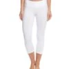 Hard Tail Flat Waisted Cotton Yoga Capris -Swimming Equipment Shop 8653511917736 white 1a