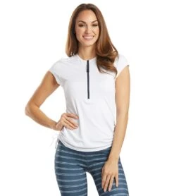 Carve Designs Dawson Front Zip Short Sleeve Rashguard 32 Carve Designs Dawson Front Zip Short Sleeve Rashguard -Swimming Equipment Shop 8662667002024 whitenavypull