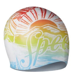 Speedo Printed Silicone Swim Cap -Swimming Equipment Shop 8667190657192 volcanicorangespeedosunset 2a