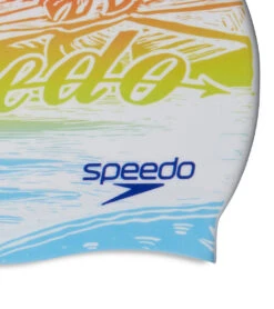 Speedo Printed Silicone Swim Cap -Swimming Equipment Shop 8667190657192 volcanicorangespeedosunset 3a
