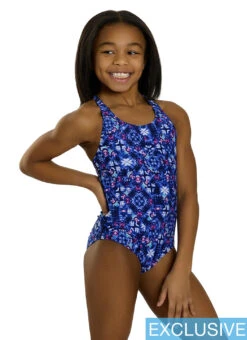 TYR Girls' Santa Cruise Durafast Elite Ella Maxfit One Piece Swimsuit (Little Kid, Big Kid) -Swimming Equipment Shop 8671241863336 navypurple 2a