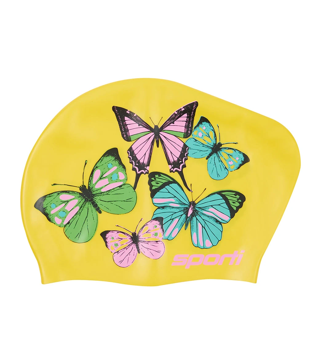 Sporti Flutter Garden Long Hair Bun Silicone Swim Cap 5 Sporti Flutter Garden Long Hair Bun Silicone Swim Cap - Image 3