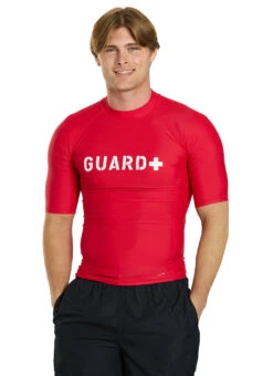 Sporti Guard Men's S/S Sport Fit Rash Guard -Swimming Equipment Shop 8677928796328 red 1a