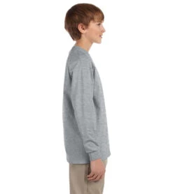 Jerzees Youth DRI-POWER Active Long Sleeve T-Shirt -Swimming Equipment Shop 8681877635240 athleticheather 2a