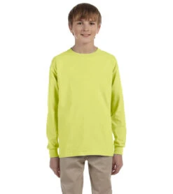 Jerzees Youth DRI-POWER Active Long Sleeve T-Shirt -Swimming Equipment Shop 8681877635240 safetygreen 1a
