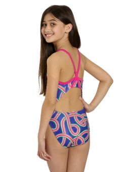 Sporti HydroLast Ultra Glow Thin Strap One Piece Swimsuit Youth (22-28) -Swimming Equipment Shop 8696711250088 electricblue 2a