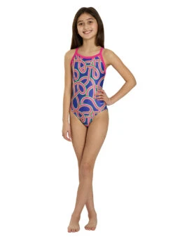 Sporti HydroLast Ultra Glow Thin Strap One Piece Swimsuit Youth (22-28) -Swimming Equipment Shop 8696711250088 electricblue 4a
