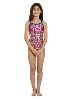 Sporti HydroLast Ultra Glow Thin Strap One Piece Swimsuit Youth (22-28) -Swimming Equipment Shop 8696711250088 magenta 4a