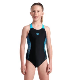 Arena Girls' Print Openings V Back One Piece Swimsuit (Little Kid, Big Kid) 24 Arena Girls' Print Openings V Back One Piece Swimsuit (Little Kid, Big Kid) -Swimming Equipment Shop 8713315975336 blackturquoise 1a
