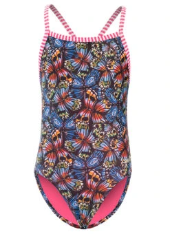 Dolfin Uglies Girls' Flutter By Print One Piece Swimsuit (Big Kid) -Swimming Equipment Shop 8713445048488 flutterby 4a