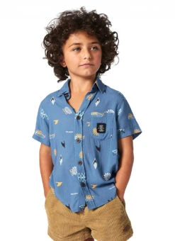 Rip Curl Boy's Grom Energy Short Sleeve Button Down Shirt (Toddler, Little Kid) -Swimming Equipment Shop 8721732829352 vintagenavy 2a