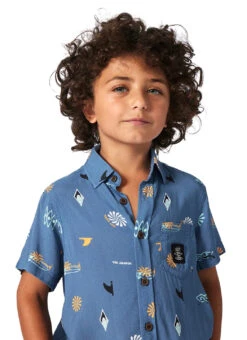 Rip Curl Boy's Grom Energy Short Sleeve Button Down Shirt (Toddler, Little Kid) -Swimming Equipment Shop 8721732829352 vintagenavy 5a