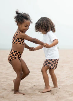 Seaesta Surf Boys' Print Scallop Retro Flare Board Short (Toddler, Little Kid, Big Kid) -Swimming Equipment Shop 8772683137192 orange 8a