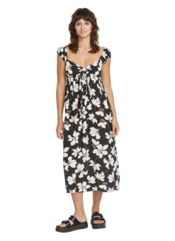 Volcom Women's Print Shore Shackin Maxi Dress 11 Volcom Women's Print Shore Shackin Maxi Dress -Swimming Equipment Shop 8819787661480 black 1a