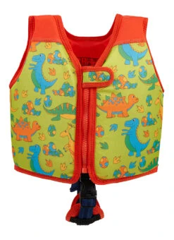 Konfidence Go Swim By Konfidence Fixed Buoyancy Swim Vest (Toddler, Little Kid) -Swimming Equipment Shop 8836425416872 daringdinosgreenorange 1a