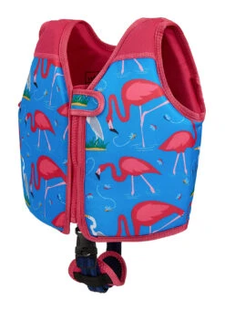 Konfidence Go Swim By Konfidence Fixed Buoyancy Swim Vest (Toddler, Little Kid) -Swimming Equipment Shop 8836425416872 fabflamingoscyanpink 2a