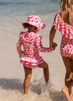 Snapper Rock Girls' Berry Sweet Long Sleeve Two Piece Rash Guard Set (Baby, Toddler, Little Kid)