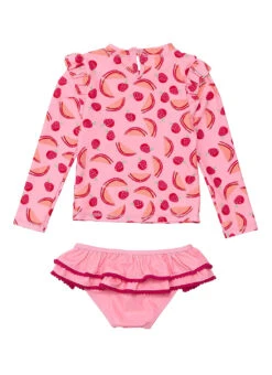Snapper Rock Girls' Berry Sweet Long Sleeve Two Piece Rash Guard Set (Baby, Toddler, Little Kid) -Swimming Equipment Shop 8857716785320 pink 3a