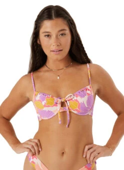 Roxy Women's Bell Botttom Blooms Ruched Underwire Biniki Top